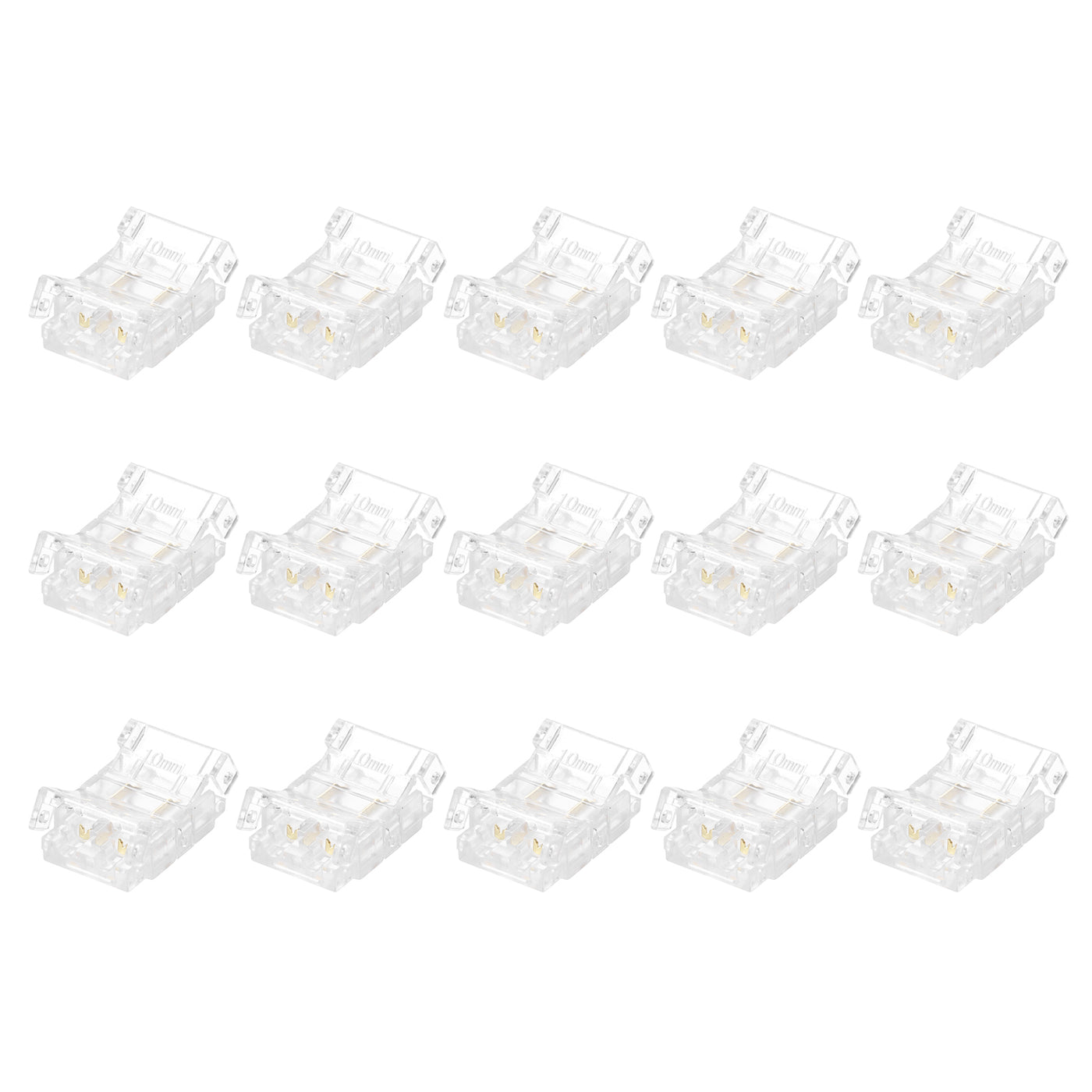 Harfington 15 Pcs LED Strip Connector 2 Pin 10mm LED Connectors for Strip Lights Transparent Solderless LED Light Adapter Connector for Surface Mount Device