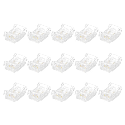 Harfington 15 Pcs LED Strip Connector 2 Pin 10mm LED Connectors for Strip Lights Transparent Solderless LED Light Adapter Connector for Surface Mount Device