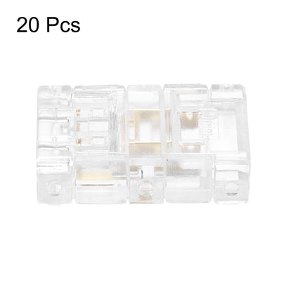 Harfington 20 Pcs LED Strip Connector 2 Pin 10mm LED Connectors for Strip Lights Transparent Solderless LED Light Adapter Connector for Surface Mount Device