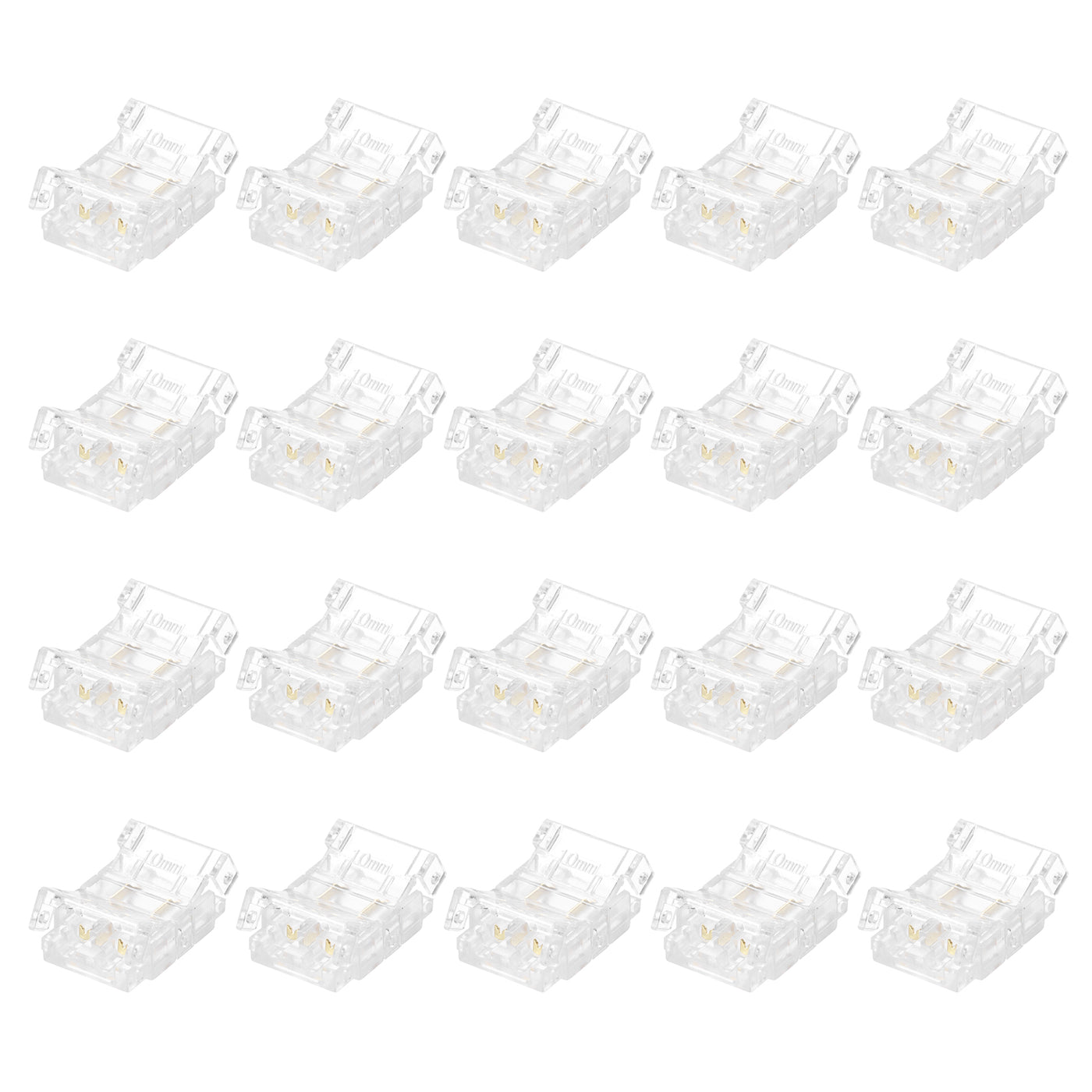 Harfington 20 Pcs LED Strip Connector 2 Pin 10mm LED Connectors for Strip Lights Transparent Solderless LED Light Adapter Connector for Surface Mount Device