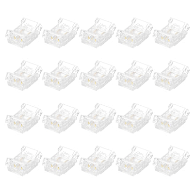 Harfington 20 Pcs LED Strip Connector 2 Pin 10mm LED Connectors for Strip Lights Transparent Solderless LED Light Adapter Connector for Surface Mount Device