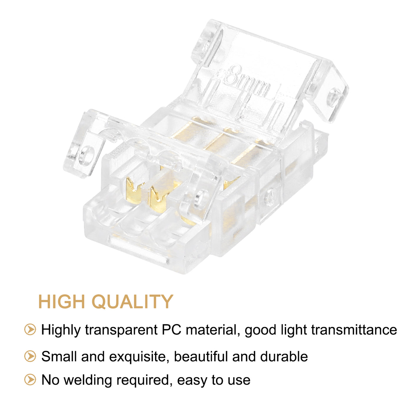 Harfington 5 Stück LED-Streifenverbinder 3 Pin 8mm Streifen zu Draht LED-Verbinder für Streifenleuchten Transparenter lötfreier für Oberflächenmontagegerät LED-Streifen