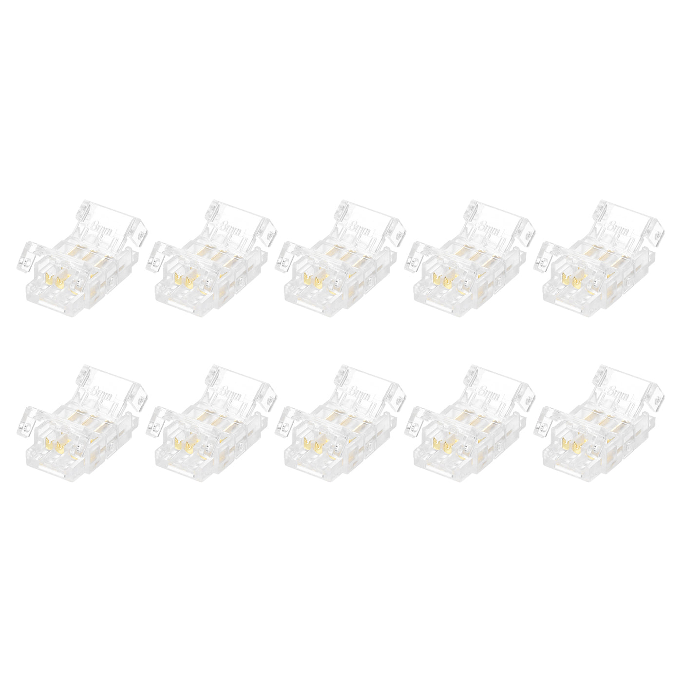 Harfington 10 Pcs LED Strip Connector 3 Pin 8mm LED Connectors for Strip Lights Transparent Solderless LED Light Adapter Connector for Surface Mount Device