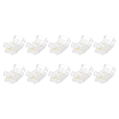 Harfington 10 Pcs LED Strip Connector 3 Pin 8mm LED Connectors for Strip Lights Transparent Solderless LED Light Adapter Connector for Surface Mount Device