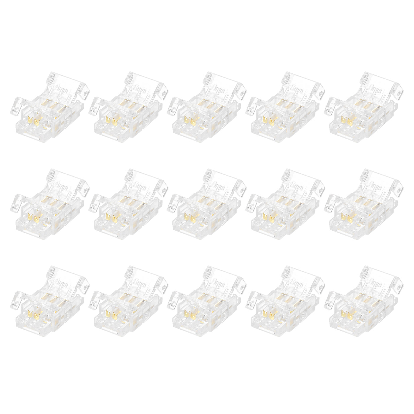 Harfington 15 Pcs LED Strip Connector 3 Pin 8mm LED Connectors for Strip Lights Transparent Solderless LED Light Adapter Connector for Surface Mount Device