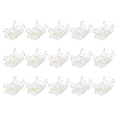 Harfington 15 Pcs LED Strip Connector 3 Pin 8mm LED Connectors for Strip Lights Transparent Solderless LED Light Adapter Connector for Surface Mount Device