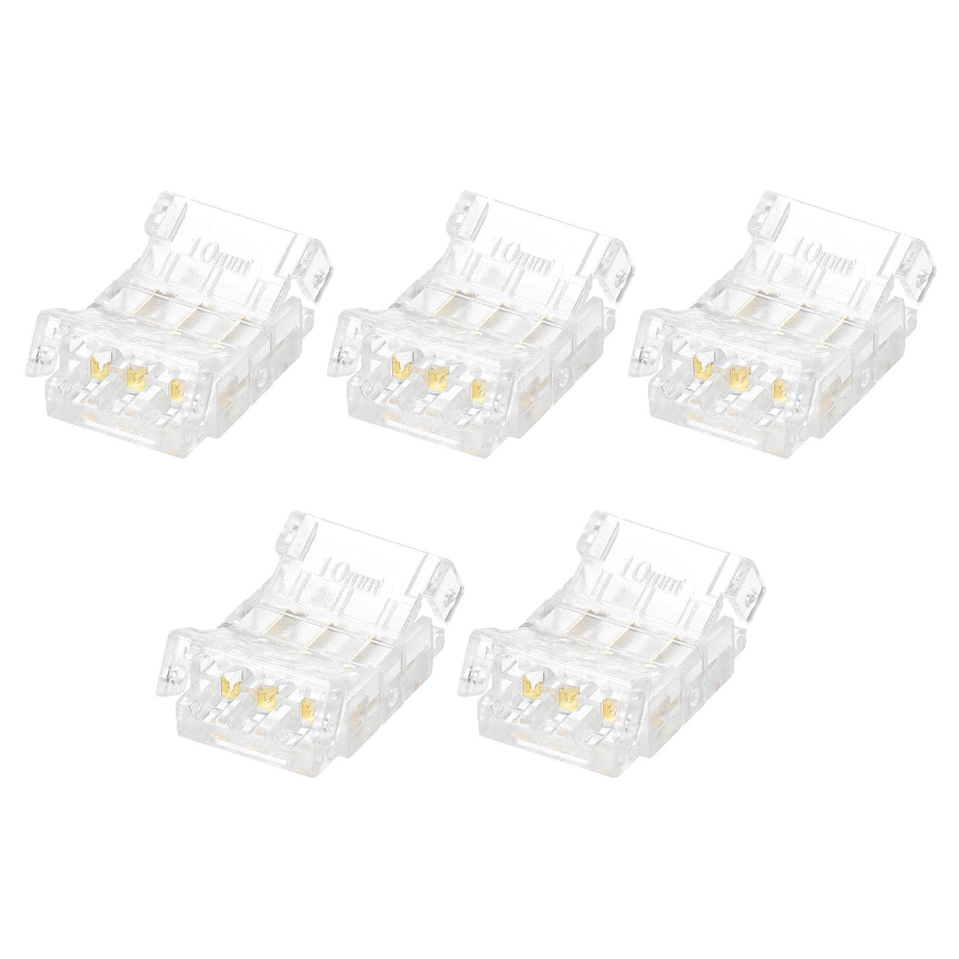 Harfington 5 Stück LED-Streifenverbinder 3 Pin 10mm Streifen zu Draht LED-Verbinder für Streifenlichter Transparente lötfreie Verbinder für Oberflächenmontagegeräte LED-Streifen