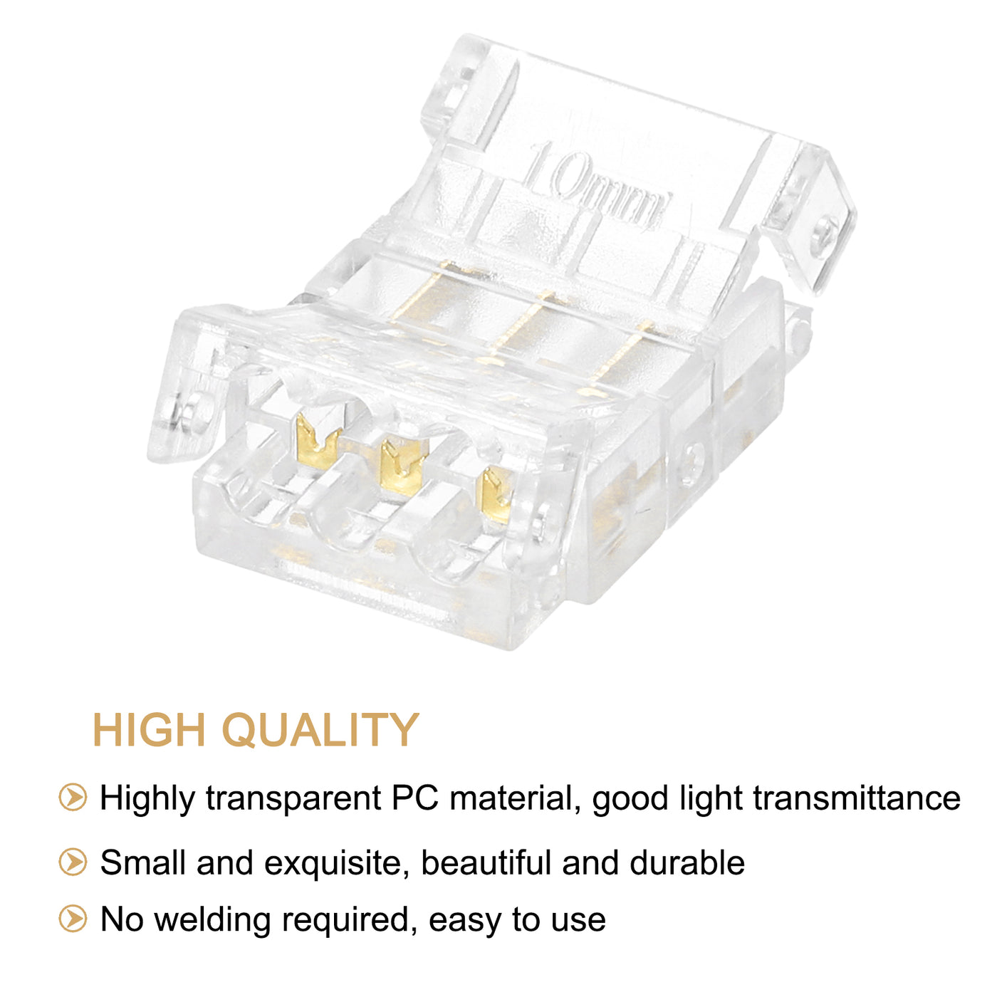 Harfington 20 Pcs LED Strip Connector 3 Pin 10mm LED Connectors for Strip Lights Transparent Solderless LED Light Adapter Connector for Surface Mount Device