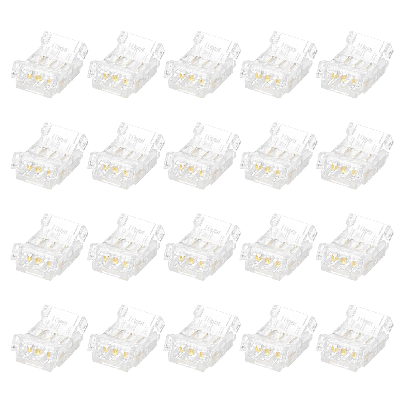 Harfington 20 Pcs LED Strip Connector 3 Pin 10mm LED Connectors for Strip Lights Transparent Solderless LED Light Adapter Connector for Surface Mount Device