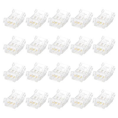 Harfington 20 Pcs LED Strip Connector 3 Pin 10mm LED Connectors for Strip Lights Transparent Solderless LED Light Adapter Connector for Surface Mount Device