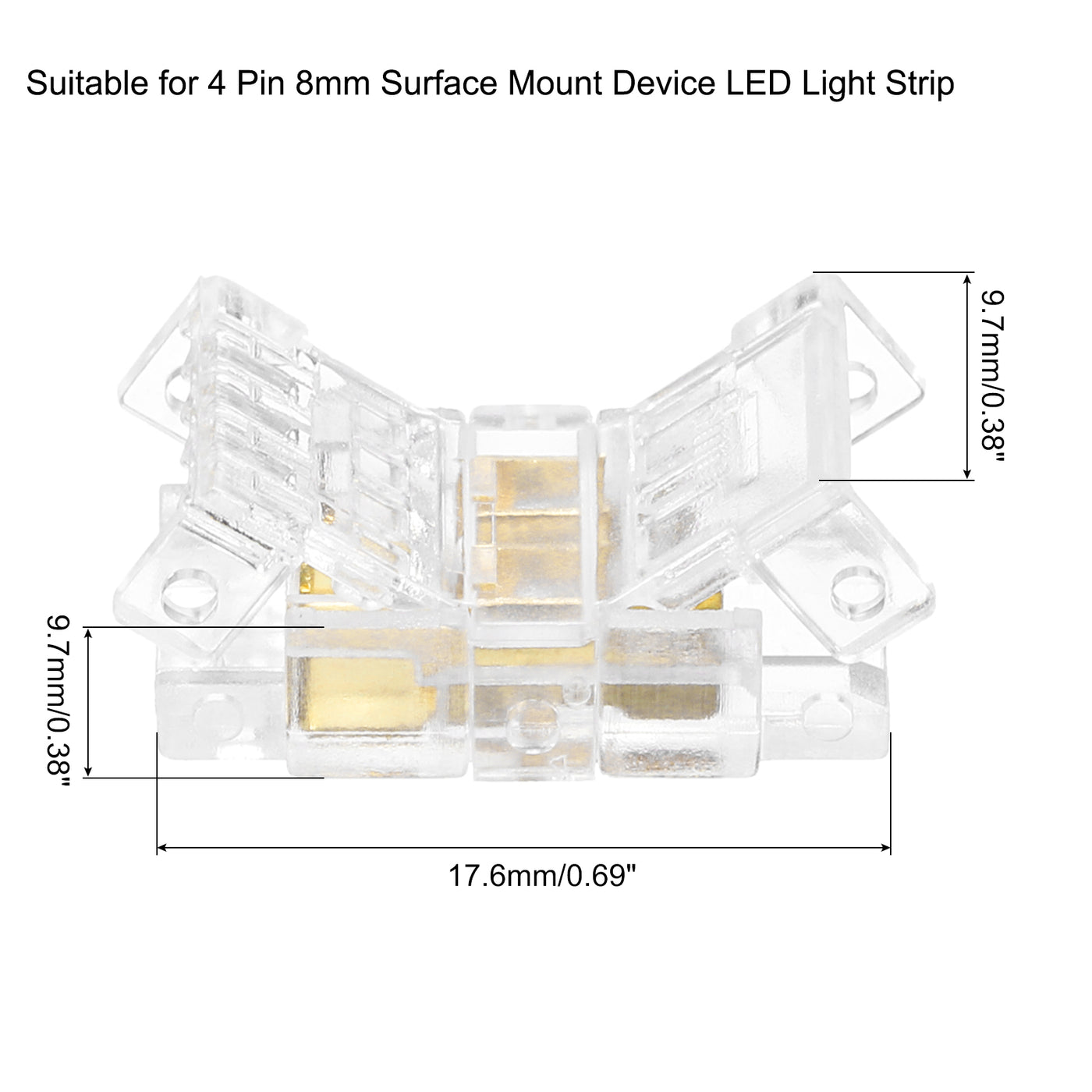 Harfington 5 Stk. LED Streifen Verbinder 4 Pin 8mm Streifen zu Draht LED Verbinder für Streifenlichter Transparente Lötlose LED Verbinder für Oberflächenmontage Gerät LED Streifen