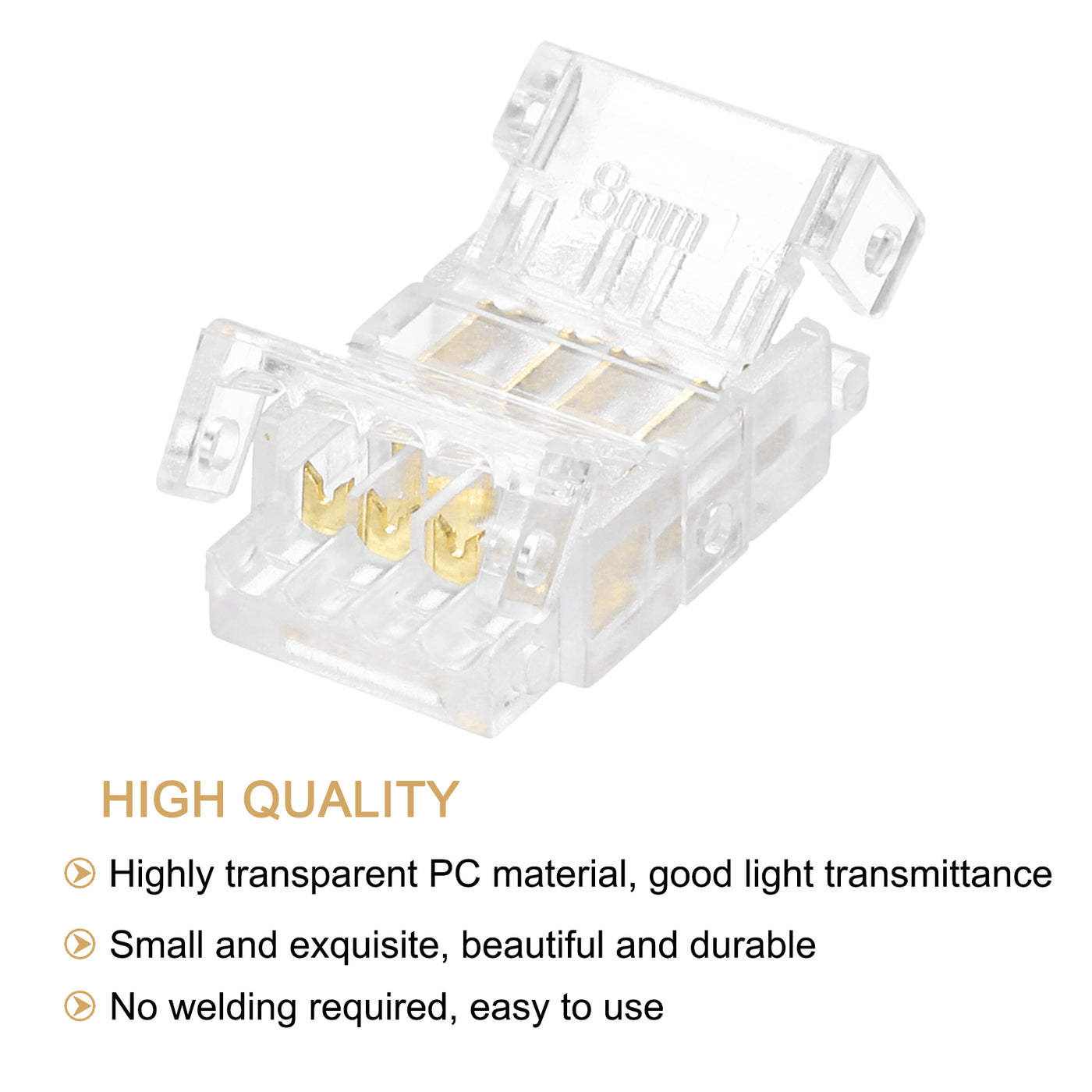 Harfington 15 Stück LED-Streifenverbinder 4 Pin 8mm Streifen zu Draht LED-Verbinder für Lichtstreifen Transparenter lötfreier für Oberflächenmontagegeräte LED-Streifen