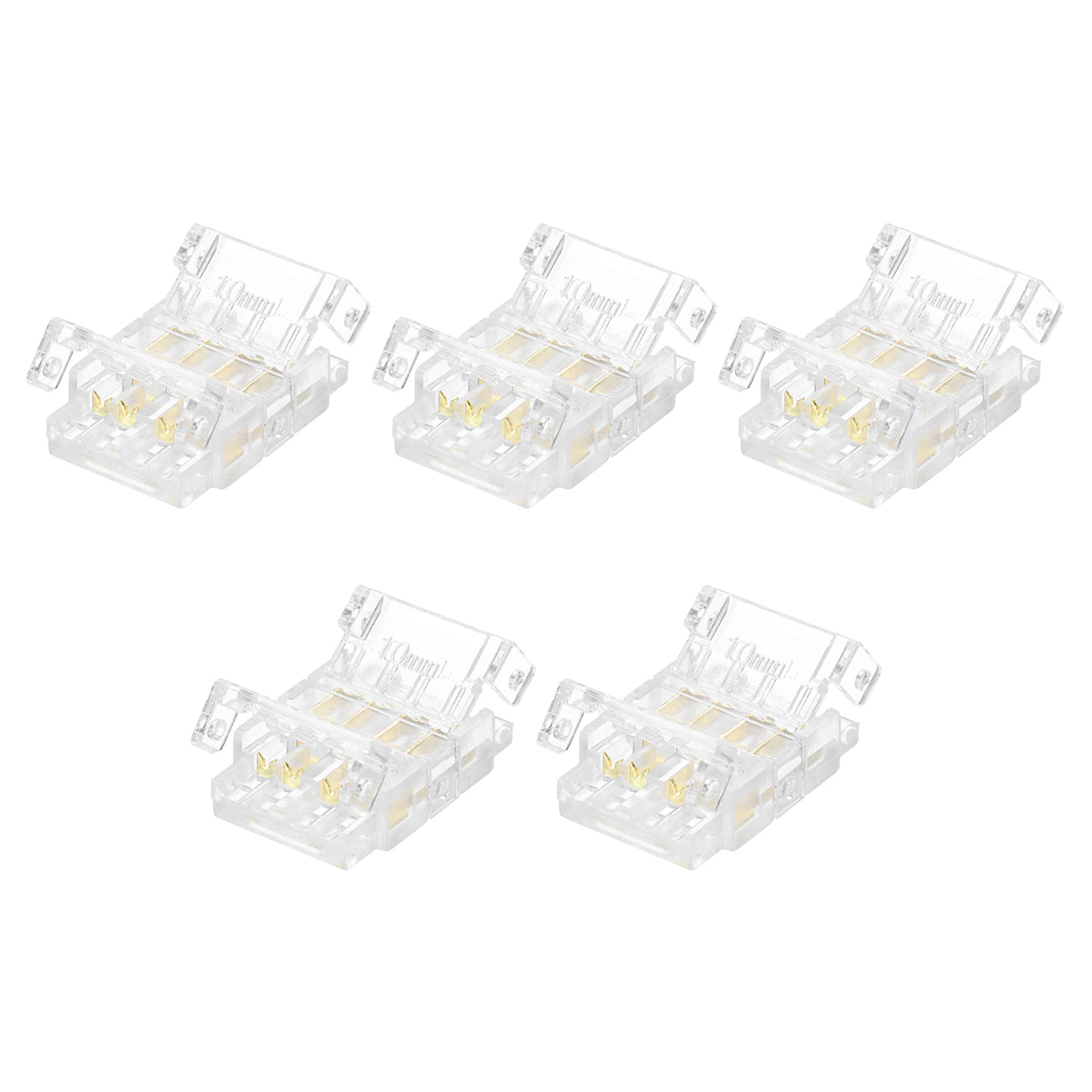 Harfington 5 Pcs LED Strip Connector 4 Pin 10mm LED Connectors for Strip Lights Transparent Solderless LED Light Adapter Connector for Surface Mount Device