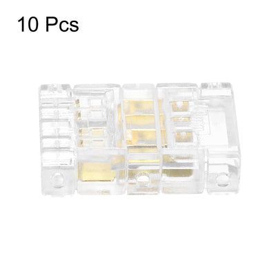 Harfington 10 Pcs LED Strip Connector 4 Pin 10mm LED Connectors for Strip Lights Transparent Solderless LED Light Adapter Connector for Surface Mount Device