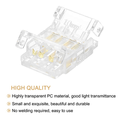 Harfington 10 Pcs LED Strip Connector 4 Pin 10mm LED Connectors for Strip Lights Transparent Solderless LED Light Adapter Connector for Surface Mount Device