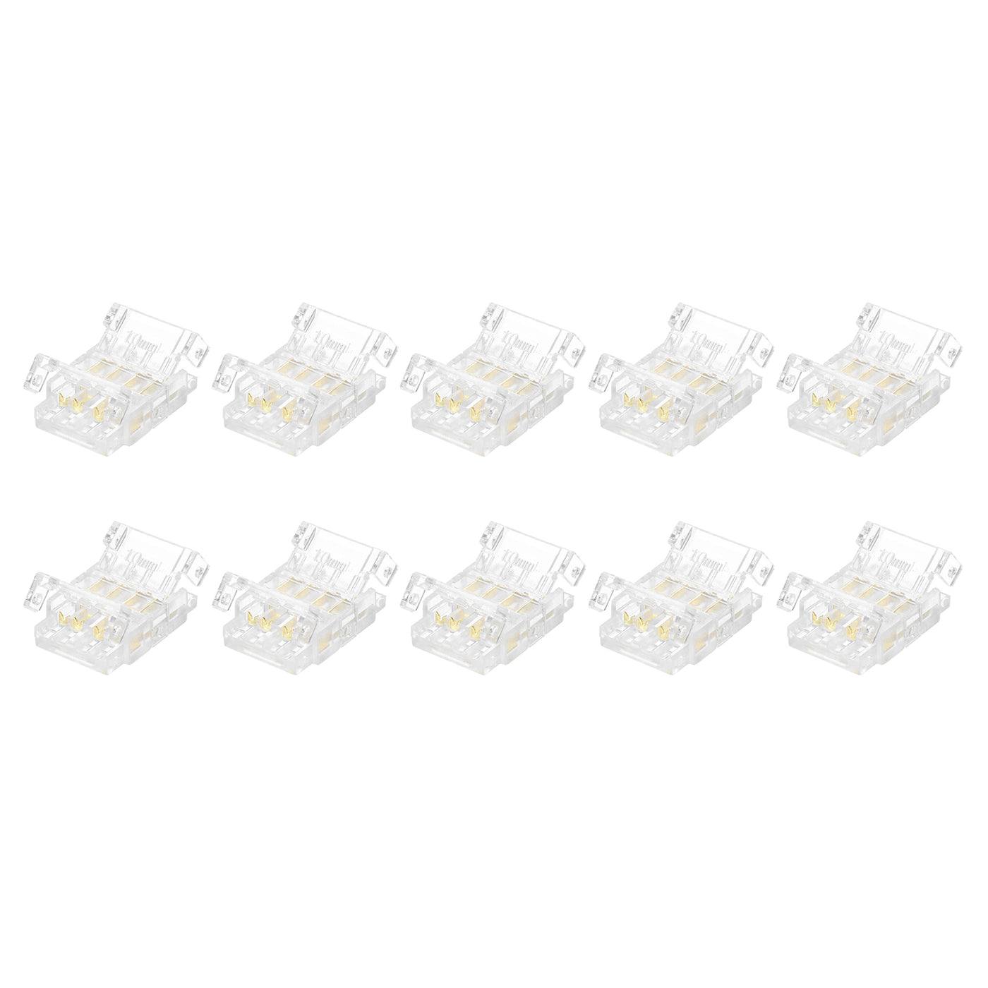 Harfington 10 Pcs LED Strip Connector 4 Pin 10mm LED Connectors for Strip Lights Transparent Solderless LED Light Adapter Connector for Surface Mount Device