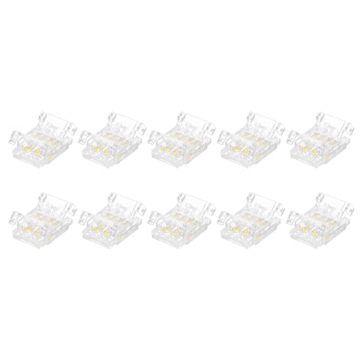 Harfington 10 Pcs LED Strip Connector 4 Pin 10mm LED Connectors for Strip Lights Transparent Solderless LED Light Adapter Connector for Surface Mount Device