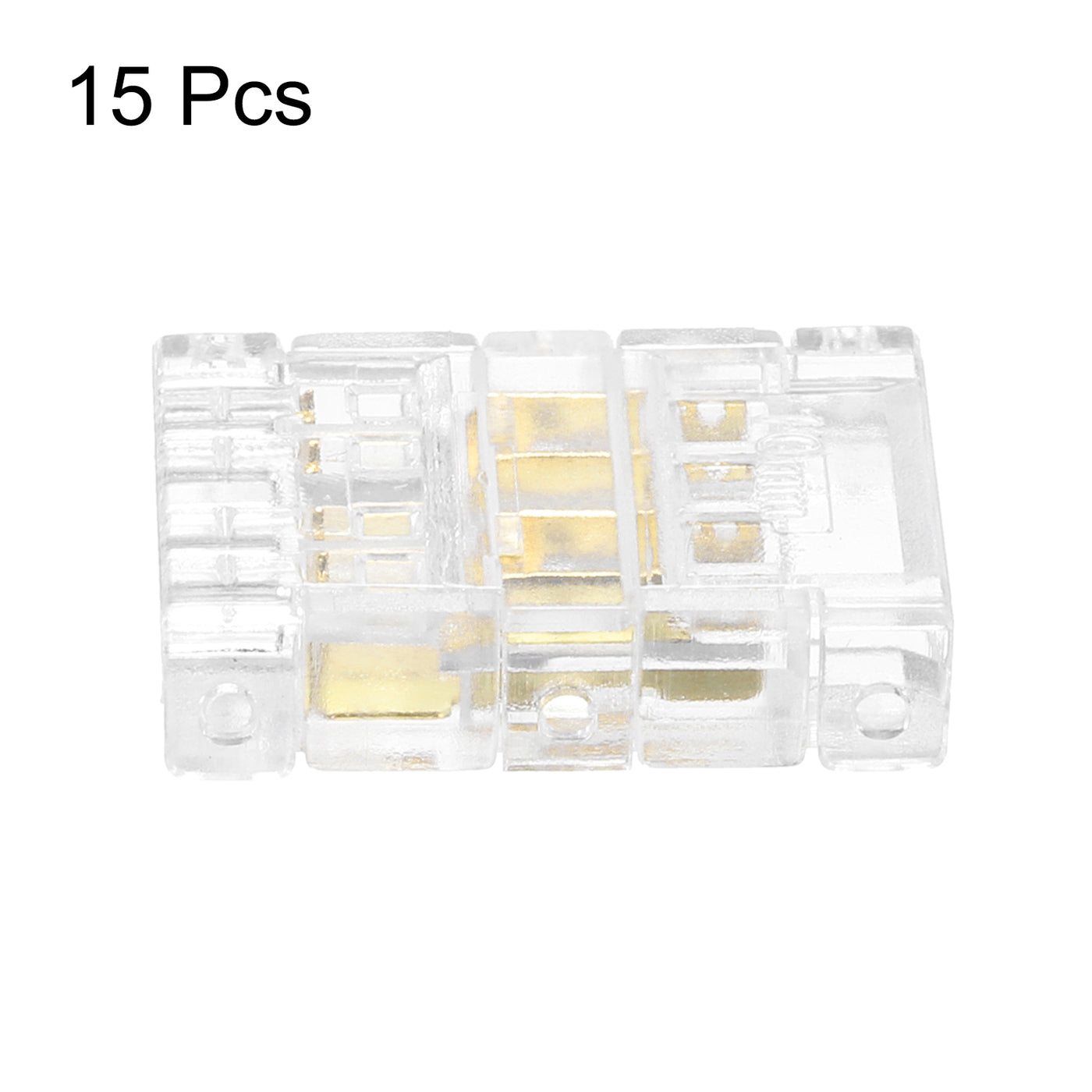 Harfington 15 Pcs LED Strip Connector 4 Pin 10mm LED Connectors for Strip Lights Transparent Solderless LED Light Adapter Connector for Surface Mount Device