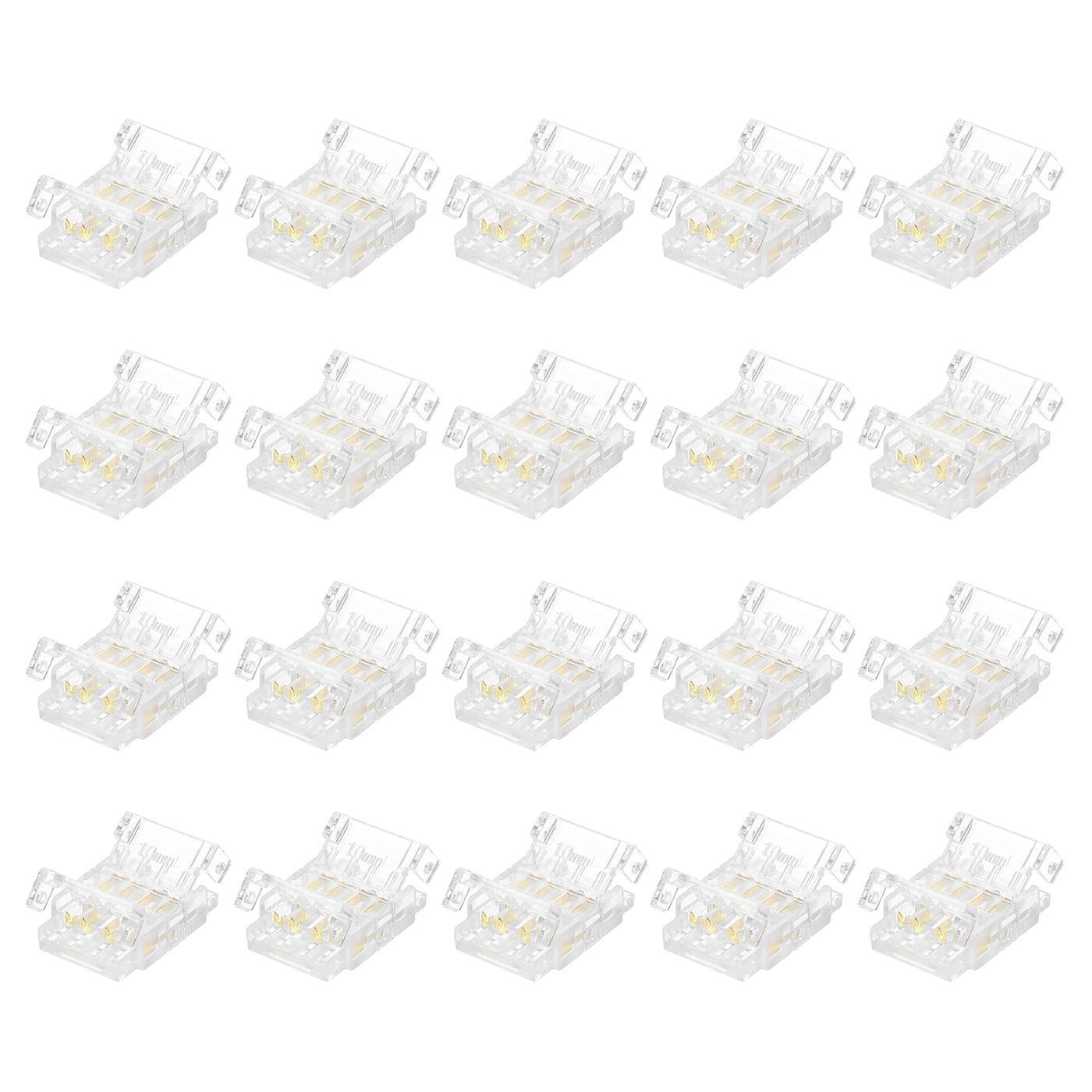 Harfington 20 Pcs LED Strip Connector 4 Pin 10mm LED Connectors for Strip Lights Transparent Solderless LED Light Adapter Connector for Surface Mount Device