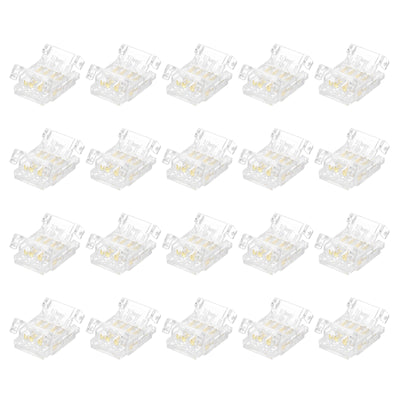 Harfington 20 Pcs LED Strip Connector 4 Pin 10mm LED Connectors for Strip Lights Transparent Solderless LED Light Adapter Connector for Surface Mount Device