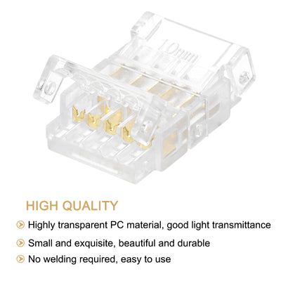 Harfington 10 Pcs LED Strip Connector 5 Pin 10mm LED Connectors for Strip Lights Transparent Solderless LED Light Adapter Connector for Surface Mount Device