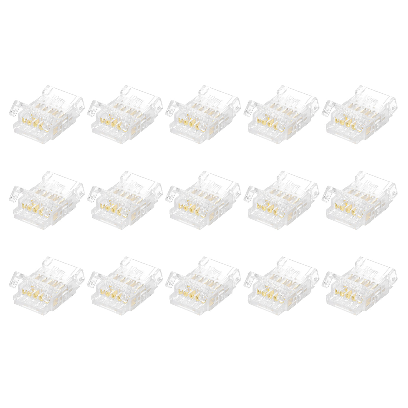 Harfington 15 Pcs LED Strip Connector 5 Pin 10mm LED Connectors for Strip Lights Transparent Solderless LED Light Adapter Connector for Surface Mount Device