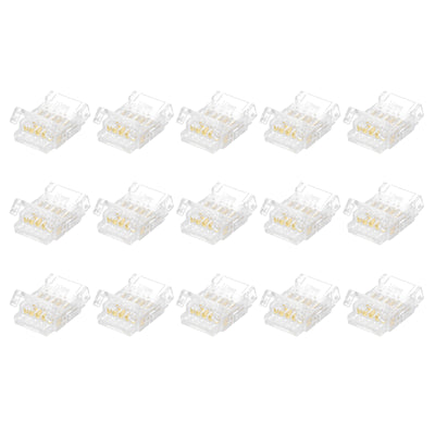 Harfington 15 Pcs LED Strip Connector 5 Pin 10mm LED Connectors for Strip Lights Transparent Solderless LED Light Adapter Connector for Surface Mount Device