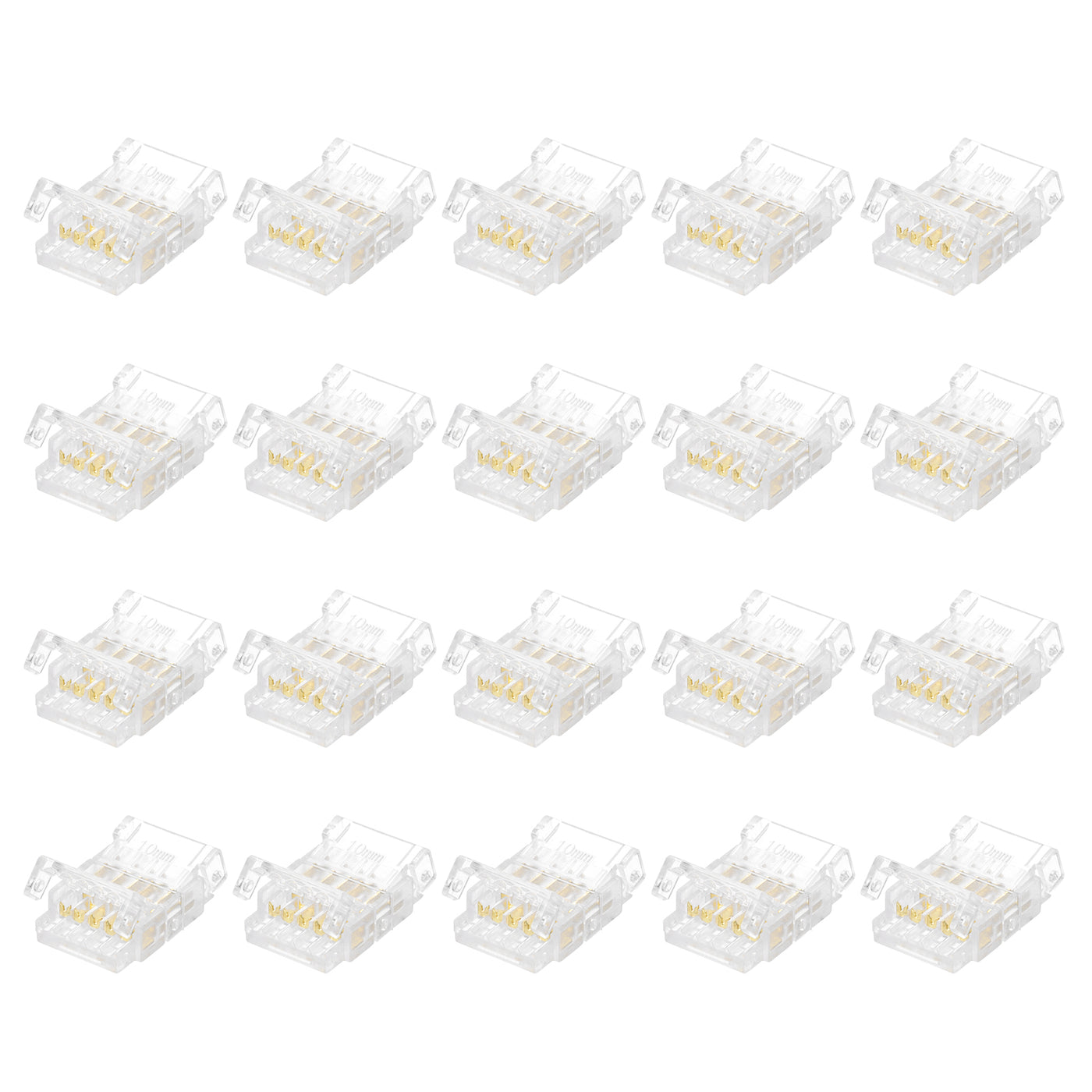 Harfington 20 Pcs LED Strip Connector 5 Pin 10mm LED Connectors for Strip Lights Transparent Solderless LED Light Adapter Connector for Surface Mount Device