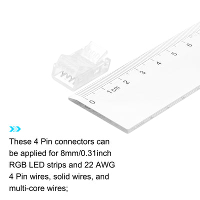 Harfington LED Strip Connector 4 Pin, 8mm LED Connectors for Strip Lights, Pack of 40