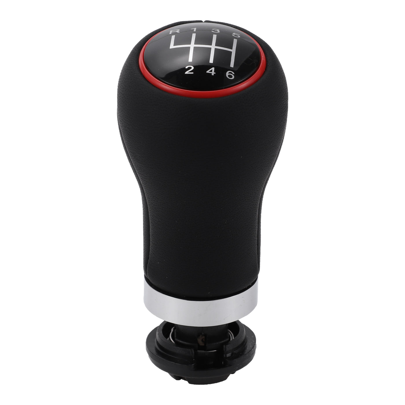 Partuto 6 Speed Manual Gear Shift Knob - Car Stick Shift Knob - for Audi A3 2008-2013 Plastic Faux Leather Black Red - 1 Pc