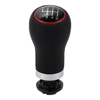 Harfington 6 Speed Manual Gear Shift Knob - Car Stick Shift Knob - for Audi A3 2008-2013 Plastic Faux Leather Black Red - 1 Pc