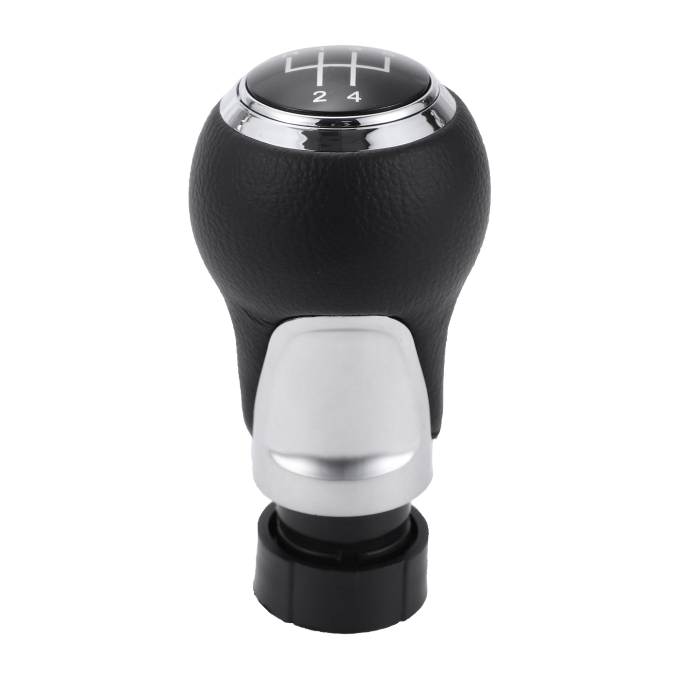 Partuto 5 Speed Manual Gear Shift Knob - Car Stick Shift Knob - for Audi A3 8P 2003-2013 Plastic Faux Leather Black Chrome Silver Tone - 1 Pc