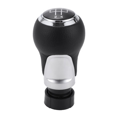 Harfington 5 Speed Manual Gear Shift Knob - Car Stick Shift Knob - for Audi A3 8P 2003-2013 Plastic Faux Leather Black Chrome Silver Tone - 1 Pc