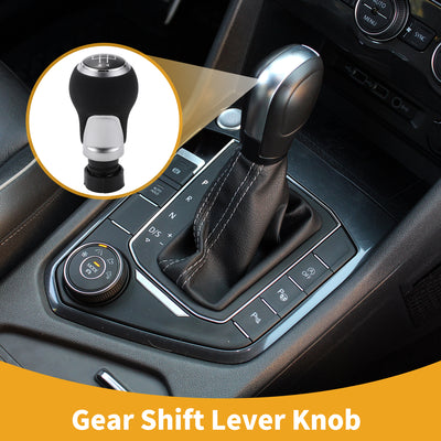 Harfington 5 Speed Manual Gear Shift Knob - Car Stick Shift Knob - for Audi A3 8P 2003-2013 Plastic Faux Leather Black Silver Tone - 1 Pc