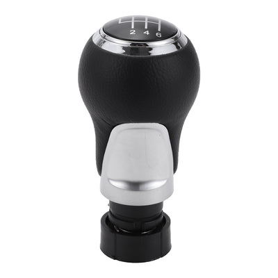 Harfington 6 Speed Manual Gear Shift Knob - Car Stick Shift Knob - for Audi A3 8P 2003-2013 Plastic Faux Leather Black Chrome Silver Tone - 1 Pc