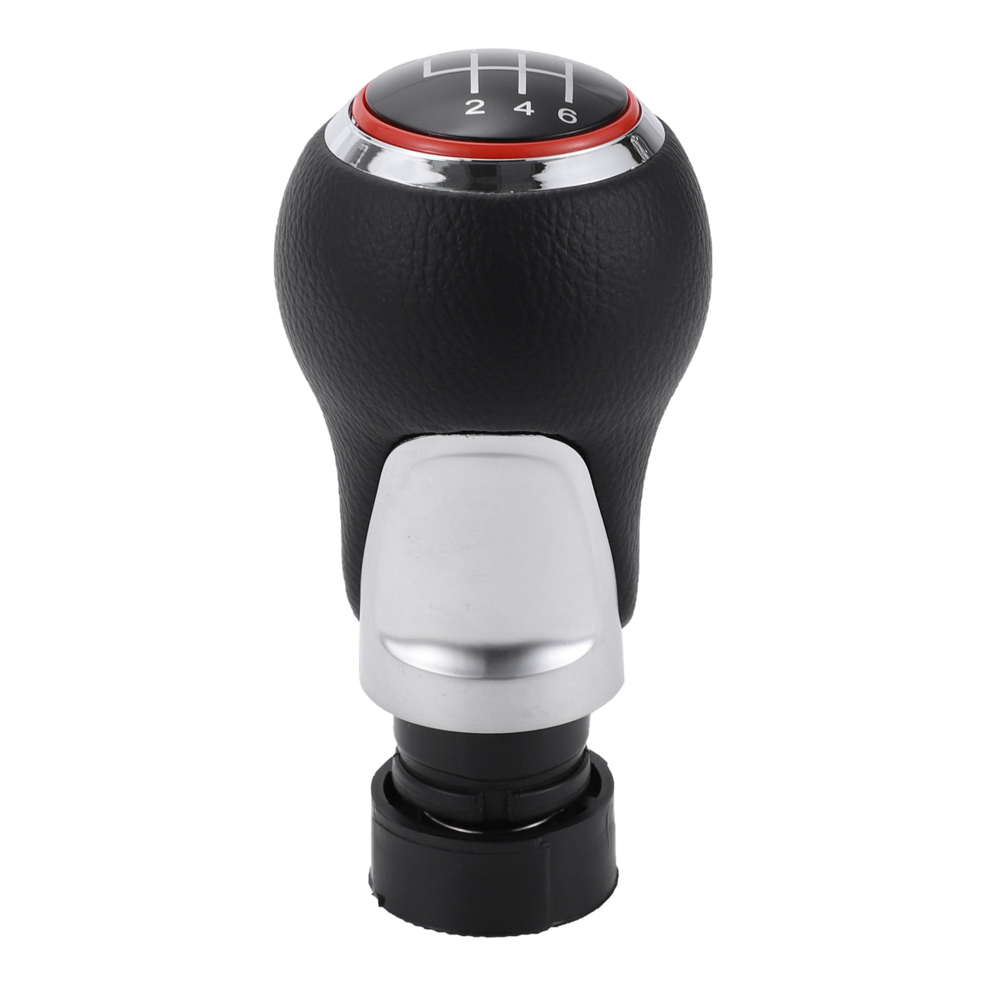 Partuto 6 Speed Manual Gear Shift Knob - Car Stick Shift Knob - for Audi A3 8P 2003-2013 Plastic Faux Leather Black Red - 1 Pc