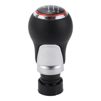 Harfington 6 Speed Manual Gear Shift Knob - Car Stick Shift Knob - for Audi A3 8P 2003-2013 Plastic Faux Leather Black Red - 1 Pc