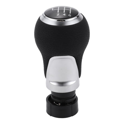 Harfington 6 Speed Manual Gear Shift Knob - Car Stick Shift Knob - for Audi A3 8P 2003-2013 Plastic Faux Leather Black Silver Tone - 1 Pc