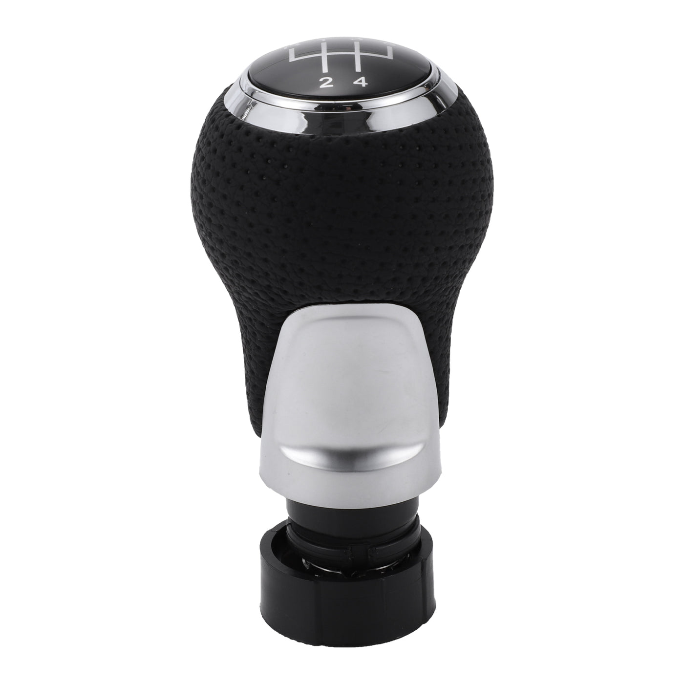 Partuto 5 Speed Manual Gear Shift Knob - Car Stick Shift Knob - for Audi A4 B5 8D 1994-2001 Plastic Faux Leather Black Chrome Silver Tone - 1 Pc