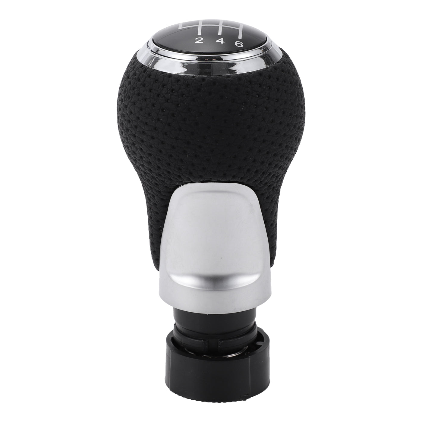 Partuto 6 Speed Manual Gear Shift Knob - Car Stick Shift Knob - for Audi A4 B5 8D 1994-2001 Plastic Faux Leather Black Chrome Silver Tone - 1 Pc