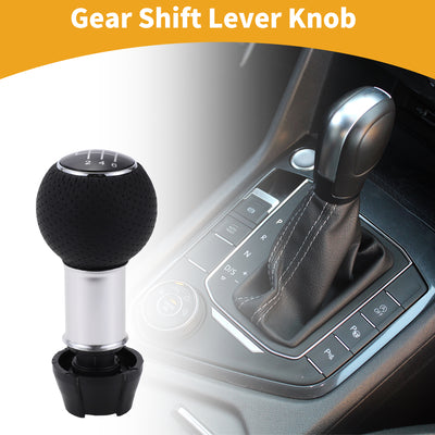 Harfington 6 Speed Manual Gear Shift Knob - Car Stick Shift Knob - for Audi A3 2008-2020 Plastic Faux Leather Black Chrome Silver Tone - 1 Pc