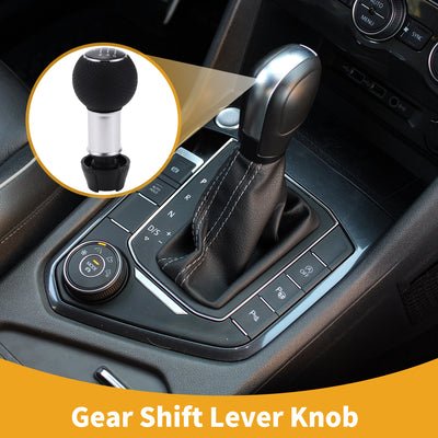 Harfington 6 Speed Manual Gear Shift Knob - Car Stick Shift Knob - for Audi A3 2008-2020 Plastic Faux Leather Black Chrome Silver Tone - 1 Pc