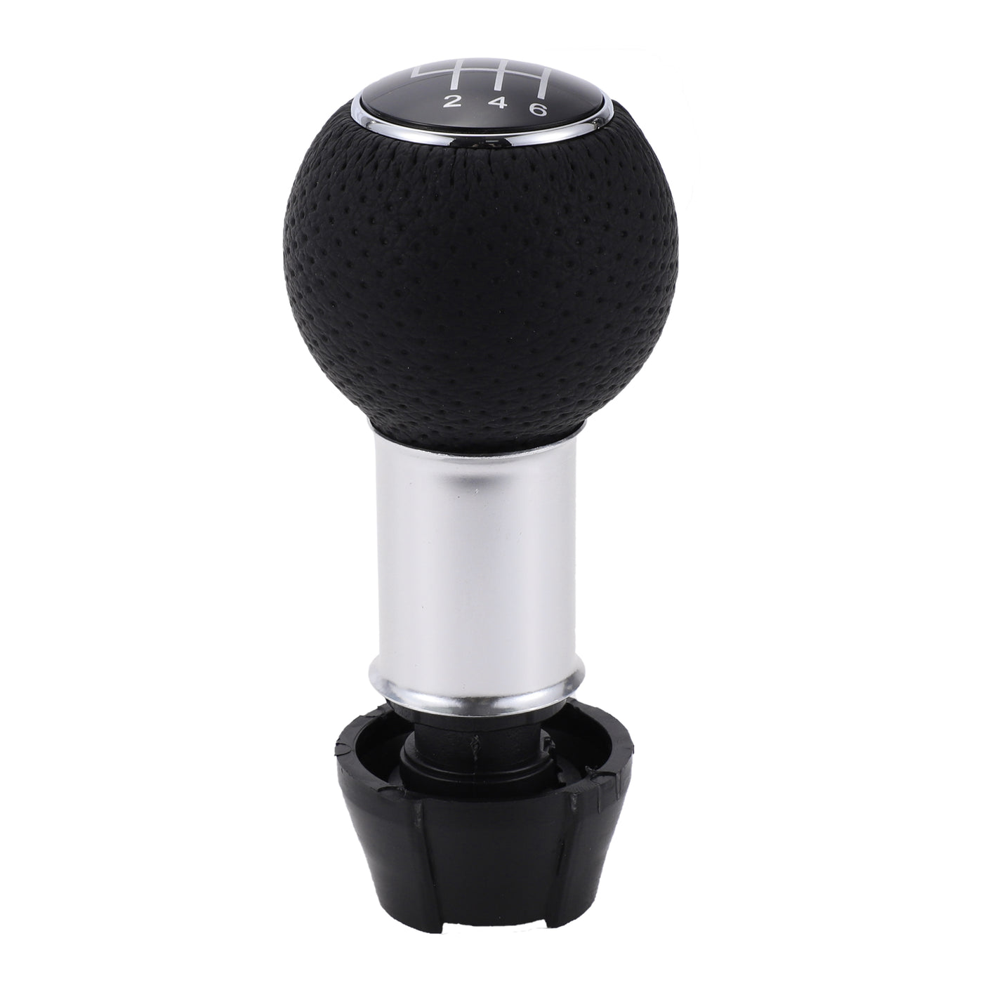 Partuto 6 Speed Manual Gear Shift Knob - Car Stick Shift Knob - for Audi A3 2008-2020 Plastic Faux Leather Black Chrome Silver Tone - 1 Pc