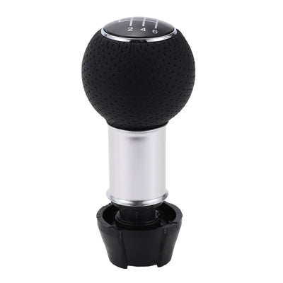 Harfington 6 Speed Manual Gear Shift Knob - Car Stick Shift Knob - for Audi A3 2008-2020 Plastic Faux Leather Black Chrome Silver Tone - 1 Pc