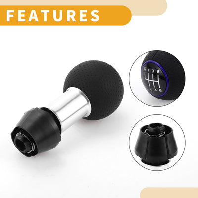 Harfington 6 Speed Manual Gear Shift Knob - Car Stick Shift Knob - for Audi A3 2008-2020 Plastic Faux Leather Black Blue - 1 Pc