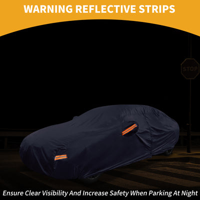 Harfington 1 Pcs Universal Car Cover Waterproof All Weather Automotive Outdoor Anti-UV Sun Rain Protection Full Exterior Cover 190T-PU Navy Blue Fit for Sedan Length 199" to 208"