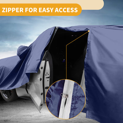 Harfington 1 Pcs Universal Car Cover Waterproof All Weather Automotive Outdoor Anti-UV Sun Rain Protection Full Exterior Cover 190T-PU Navy Blue Fit for SUV Length 182" to 190"