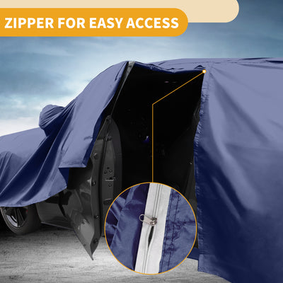 Harfington 1 Pcs Universal Car Cover Waterproof All Weather Automotive Outdoor Anti-UV Sun Rain Protection Full Exterior Cover 190T-PU Navy Blue Fit for SUV Length 191"to 200"