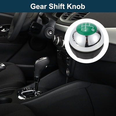 Harfington 5 Speed Manual Shift Knob for Fiat 500 Durable | Front Automotive Gearbox Stick Shifter Lever Knob Chrome Silver Tone Green Plastic Faux Leather 1 Pc