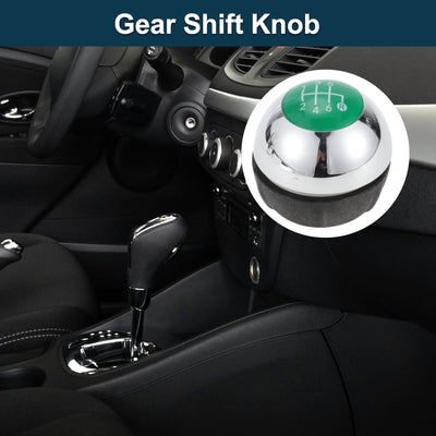 Harfington 6 Speed Manual Shift Knob for Fiat 500 Durable | Front Automotive Gearbox Stick Shifter Lever Knob Chrome Silver Tone Green Plastic Faux Leather 1 Pc